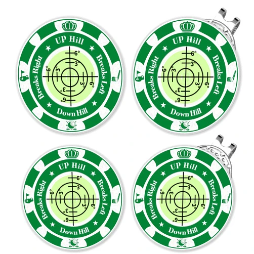 Tsocent Golf Green Reader, 4 Pack Ball Marker for Putting Green with Bubble, Golf Accessories Putt Aid Tool with Hat Clip