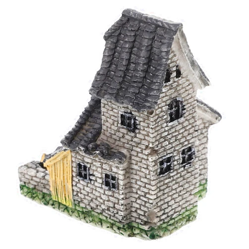 ibasenice Home Decor Miniature Fairy Gardens Stone House Resin Village House Fairy Gardens Figurines Mini Fairy Cottage House Dollhouse Supplies DIY Outdoor Decorations Tiny House