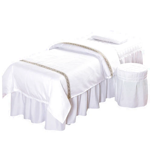 TFCFL Massage Table Skirt Solid Color Massage Table Sheet Sets Bed Valance Sheet Table Skirt Natural Massage Linen Salon Bed Cover Bedspreads Bedding (White,1 Set, 180x120CM/70.87x47.24Inch)