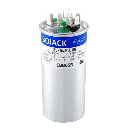 BOJACK 35+5uF 35 5 MFD ±6% 370V/440V CBB65 Dual Run Circular Start Capacitor for AC Motor Run or Fan Start or Condenser Straight