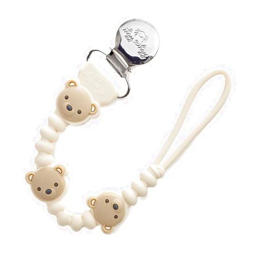 Itzy Ritzy Silicone Pacifier Clip; 100% Food Grade Silicone Pacifier Strap with Clip Keeps Pacifiers, Teethers & Small Toys in Place; Features One-Piece Design, Bear Character & Silicone Cord (Bear)