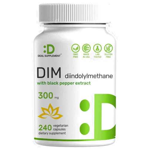 DEAL SUPPLEMENT DIM Supplement 300mg, 240 Caps, 4 Months Supply, Diindolylmethane DIM Plus Black Pepper Extract