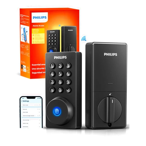 Philips Wi-Fi Door Lock, WiFi Smart Lock Keyless Entry Deadbolt for Front Door, Compatible with Alexa & Google Assistant, Remote Control, Built-in WiFi, APP Fingerprint Passcode Unlock, Auto Locking