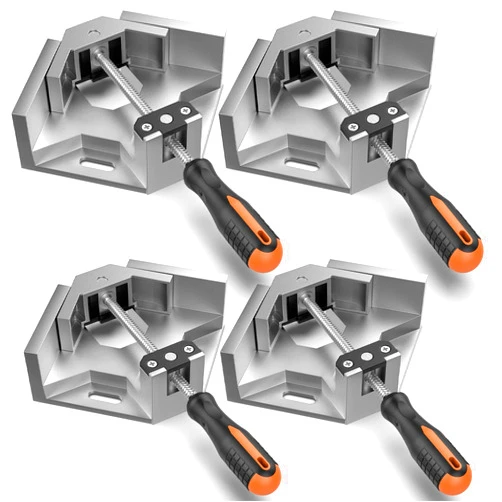 Housolution Right Angle Clamp, Housolution [4 PACK] Single Handle 90° Aluminum Alloy Corner Clamp, Clamps for Woodworking Adjustable Swing Jaw, Woodworking Tools Photo Frame Vise Holder, Gifts for Men Dad