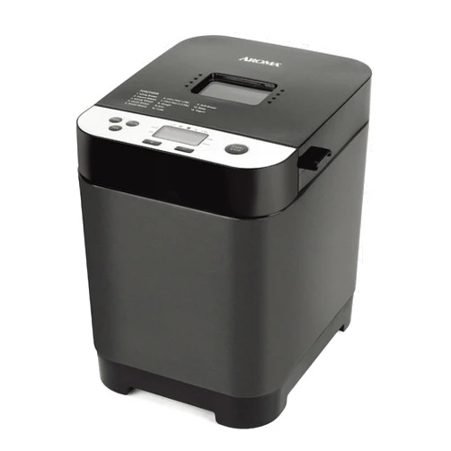 AROMA® 1.5lbs. Digital Bread Maker with Crust Customization, Clear-View Lid, and Nonstick Baking Pan, Black (ABM-250)