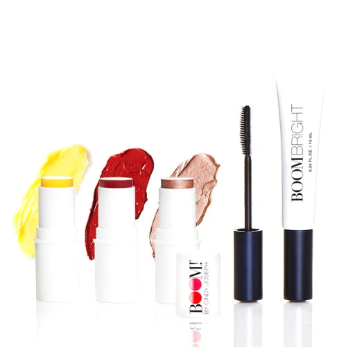 BOOM! by Cindy Joseph Glow Bundle: Blush Stick in Berry, Highlighter Stick, Moisturizer Stick & Bright Lengthening Mascara
