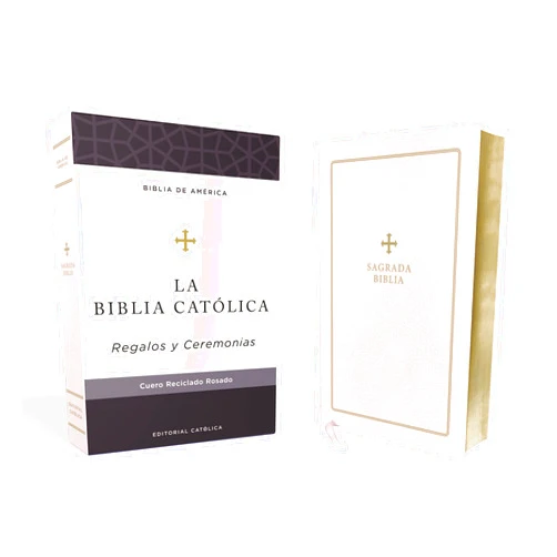 Editorial Católica,La Casa de la Biblia Biblia Católica, Regalos y Ceremonias, Piel reciclada, Rosado, Comfort Print (Biblia De America) (Spanish Edition)