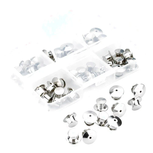 SUBANG 40 Pieces Metal Pin Backs Locking Pin Keepers Locking Clasp with Storage Case