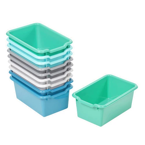 ECR4Kids Scoop Front Storage Bins, Multipurpose Organization, Contemporary, 10-Piece