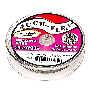 Accu-Flex Beading Wire Clear Nylon-Coated Stainless Steel 49-Strand 0.012-inch Diameter 30-Foot Spool