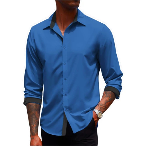COOFANDY Men's Long Sleeve Wrinkle Free Dress Shirts 2024 Inner Contrast Business Casual Button Down Shirt
