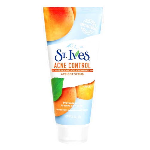 St. Ives Acne Control Face Scrub Deeply Exfoliates and Prevents Acne for Smooth, Glowing Skin Apricot Made with Oil-Free Salicylic Acid Acne Medication, Made with 100% Natural Exfoliants 6 oz