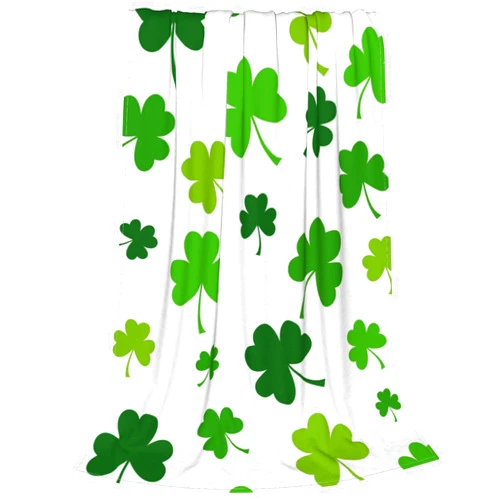 Nextchange St Patrick Throw Blanket Shamrock Green Leaves Coach Blankets Green Lucky Clover Lightweight Cozy Soft Flannel Bed Blanket for Living Room Couch Chair Sofa 30