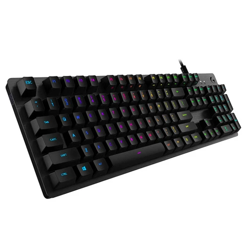 Logitech G512 Lightsync RGB Mechanical Gaming Keyboard, Carbon English Layout GX Blue Switch, Brushed Aluminum Case, USB Pass Through, 920-008936 (Renewed)