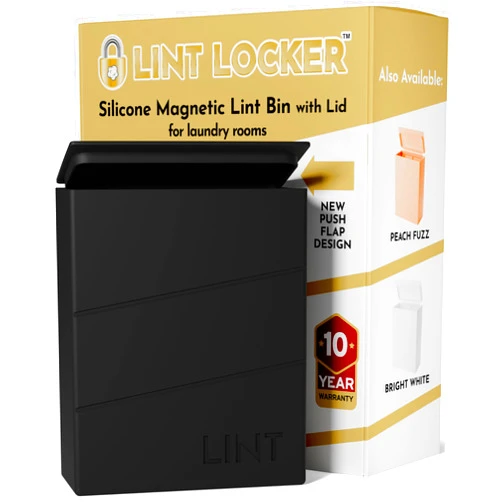 Sumato Stuff Silicone Magnetic Lint Bin with Lid for Laundry Room - Lint Locker - Elegant Black
