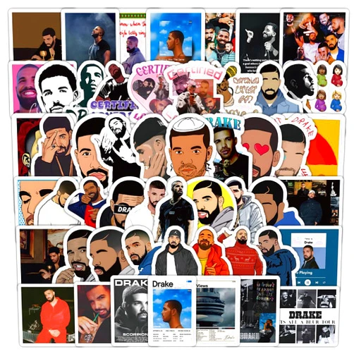 Umiko 100Pcs Drake Stickers Merch Merchandise Rapper Variety Vinyl Waterproof Sticker for Car Water Bottle, Luggage Skateboard, Laptop, Phone, Journaling, Scrapbooking Computers Decals Gifts Stuff for Funs