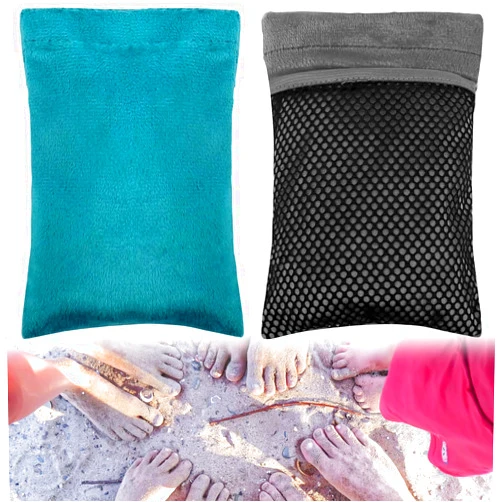 Jemey Sand Remover for Beach, 2pcs Sand Wipe Off Mitt Beach Sand Cleaner for Adult Kids, Soft Skin Friendly Sand Remover Brush Sand Cleaning Mitt for Desert Beach Surf Ocean Lakeside Vacation Camping