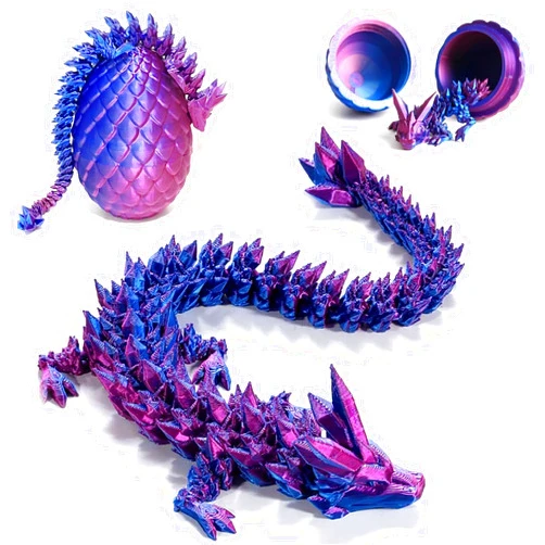 Zobetro 3D Printed Dragon Eggs with Dragon Inside, Articulated Crystal Dragon in Egg, Executive Dragon Fidget Desk Toys for Gifts, Home Office Decor (Purple)