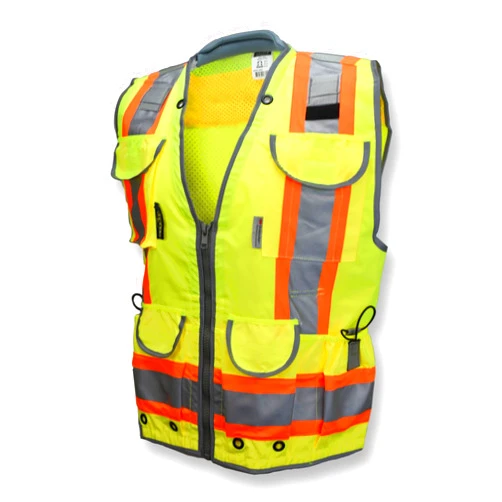 Radians SV55 Class 2 Heavy Woven Two Tone Engineer Vest with Padded Neck to Support Extra Weight in Cargo Pockets