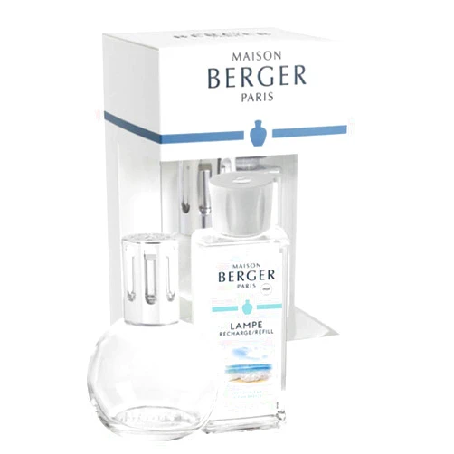 MAISON BERGER Lampe Berger Giftset - Model Bingo Clear - Home Fragrance Diffuser - Made in France - Includes Fragrance Ocean Breeze 180 milliliters - 6.08 Fluid Ounces