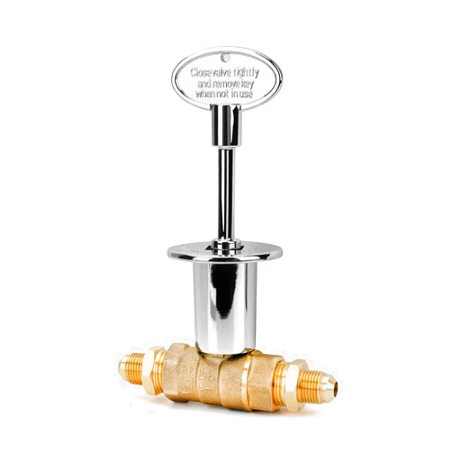 Stanbroil 1/2-Inch Straight Quarter-Turn Shut-Off Valve Kit for NG LP Gas Fire Pits with Polished Chrome Flange, 3-inch Key and 3/8 Male Flare x 1/2 NPT Fittings x 2