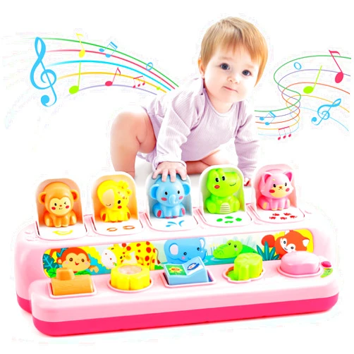 Duchong Toys for 1 Year Old Girls, Interactive Pop Up Toys with Music & Light, Montessori Learning Toys for Infant Baby Toddler 9-12-18 Months, First 1st Birthday Gifts for Girls Boys