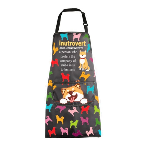 MBMSO Shiba Inus Apron Dog Lovers Gift Inutrovert Funny Shiba Inu Mom Gift for Dog Owner Grooming Apron for Shiba Inu Groomer