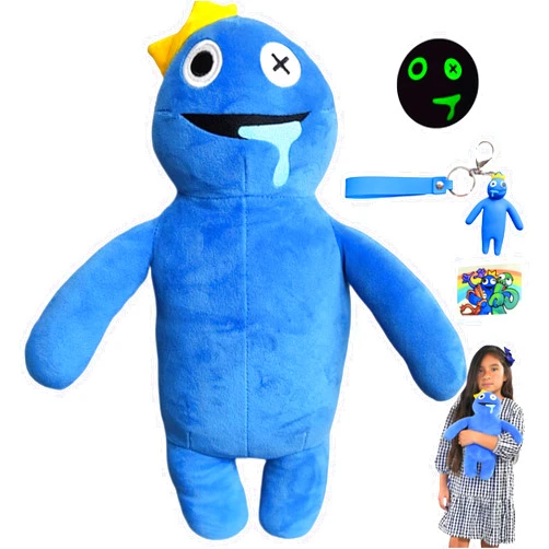EVANBYS Blue Friends, 15.7inc Rainbow Plush Friends Chapter 2 of Cyan Plush, Plush Toy Gifts for Fans and Friends, Birthday, Thanksgiving, Birthday Kid, 4 Stickers - Keychain