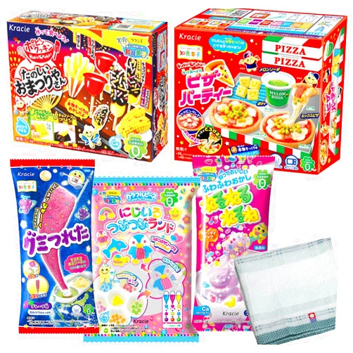 Popin' Cookin' Japanese candy Popin Cookin Assorted DIY Candy kit 5 type set with Imabari towel
