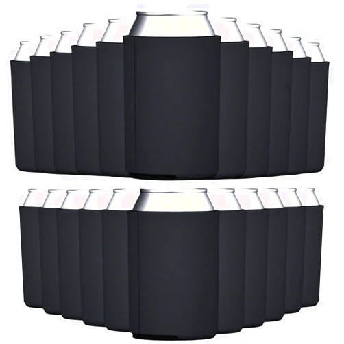 TahoeBay Bulk Blank Can Cooler Sleeves (100-Pack) Sublimation Blanks for Vinyl Plain Collapsible Foam Can Sleeves Coolers Beer Soda Cans and Bottles Custom Drink Assorted Solid Color (Black)