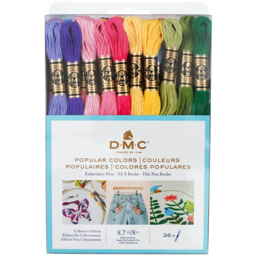 DMC 117F25-PC36 Embroidery Popular Colors Floss Pack, Colors may vary, 8.7-Yard, 36/Pack