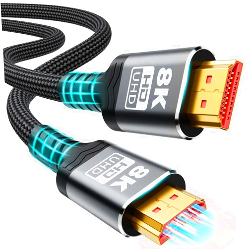 Green Jiss 10K 8K HDMI Cable 2.1, 1M/3.3FT Ultra High Speed HDMI Cable Braided Cord, HDMI Cables 48Gbps (8K@60Hz 7680x4320, 4K@120Hz) Supports Dynamic HDR 10 eARC 3D, Dolby Atmos Compatible with Roku TV/PS5/HDTV