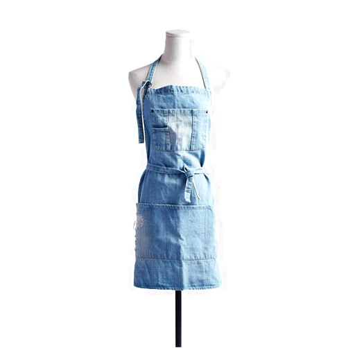 Tobyan Cotton Denim Apron Soft - Unisex Adjustable Bib Apron with 5-Pockets Perfect for Kitchens