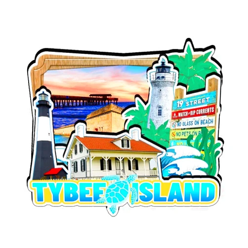Kaisrlse Tybee Island Georgia USA Fridge Magnet Wooden Magnet Art Souvenirs Creative Collection Handmade Travel Home Office Gifts Landscape Refrigerator Decor 3169
