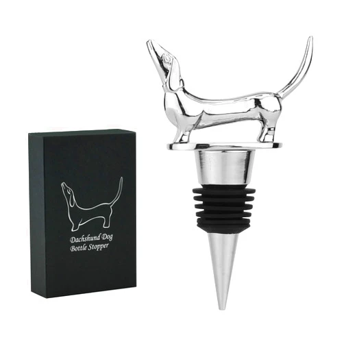 LYWUU Dachshund Wine Bottle Stopper, Dachshund Gifts, Sausage Dog Gifts, Wine Gifts Wiener Dog Doxie Gifts Birthday Gifts Christmas Gifts for Men Women Dog Lovers, with Gift Box