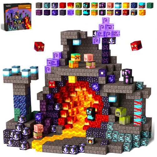 GobiDex 100PCS Magnetic Building Blocks Game-Based Build Magwonder Cave World with Magnet Construction Toys STEM Sensory Gift for Boys Girls Birthday