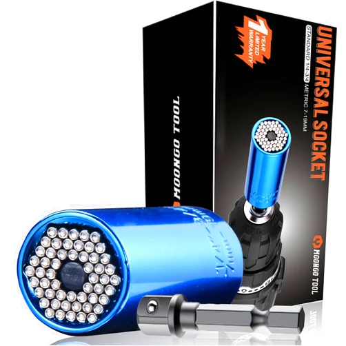 Moongo Tool Universal Socket, Gifts for Dad from Daughter Son - Christmas Gifts for Men, Father/Dad, DIY Handyman, Husband, Guys, Boyfriend, Him, Unique Tools for Men (7-19mm) Power Drill Adapter
