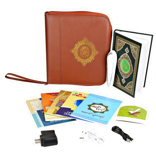 Hitopin Digital Koran Reader Holy Quran Pen Leather Bag Word-by-Word Function for Kid and Arabic Learner Downloading Many Reciters and Languages Digital Qu'ran Pen 5 Small Books for Ramadan Celebration