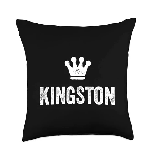 Kingston Name Tag Apparel for Men Named Kingston Kingston the King / Crown & Name for Men Called Kingston Throw Pillow