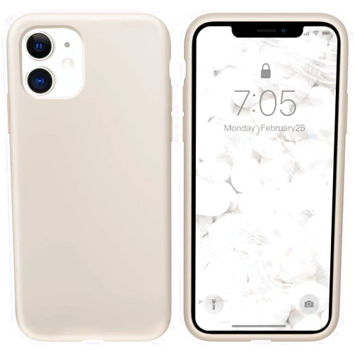 IceSword Compatible with iPhone 11 Case Stone, Thin Liquid Silicone Case, Soft Silk Matte Pure Beige, Tan, Creamy, Gel Rubber Full Body, Cool Protective Shockproof Cover 6.1