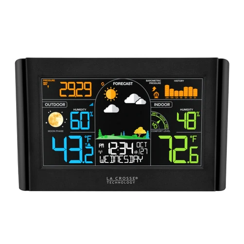 La Crosse Technology 308-27937-INT Wireless Color Weather Station with Bonus Display, Black