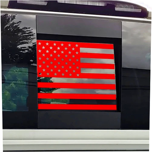 BocaDecals Middle Rear Window American Flag Decal Accessory Easy Install Compatible with and Fits Toyota Tacoma 2016-2022 (Red)
