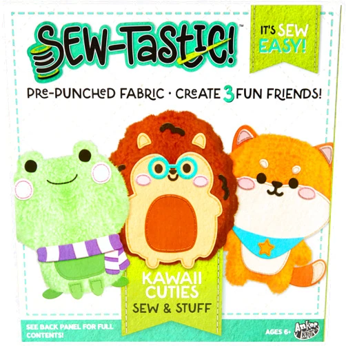 Anker Play Products Anker Play 450633/DOM Sew-Tastic Kawaii Cuties Animal Sewing Kit for Kids, Sizes Vary, 42 Pieces, Multicolor