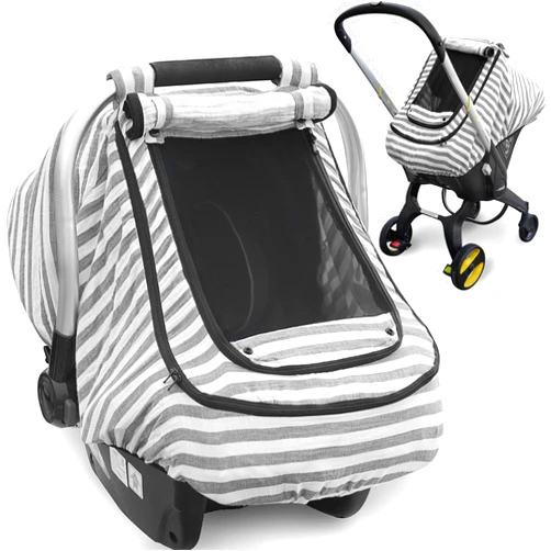 YVMVDV Baby Car Seat Cover, 100% Organic Muslin Carseat Cover for Babies,Infant Car Seat Cover Canopy for Boy Girls
