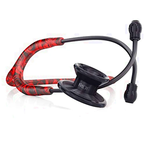 MDF Instruments Every Rose MD One Epoch Lightweight Titanium Stethoscope, Adult, Tube, Black Chestpieces-Headset, MDF777TERBO