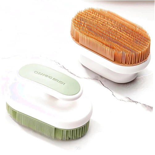 Selaurel 2Pcs Soft Bristle Cleaning Brush Silicone Laundry Stain Brush Small Household Washing Brush Scrub Brush for Cleaning Laundry Brush for Stains on Clothes Hats Underwear, Comfort Grip