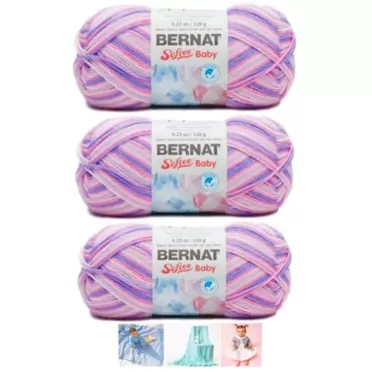 Bernat Softee Baby Yarn 3 Pack Bundle Includes 3 Patterns DK Light Worsted #3 Spring Flowers Varg
