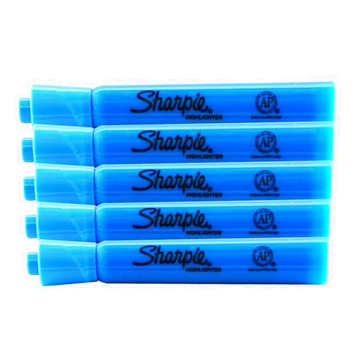 Sharpie Accent Tank-Style Highlighters, 5 Colored Highlighters, Chisel Tip (Fluorescent Blue, 5-Pack)