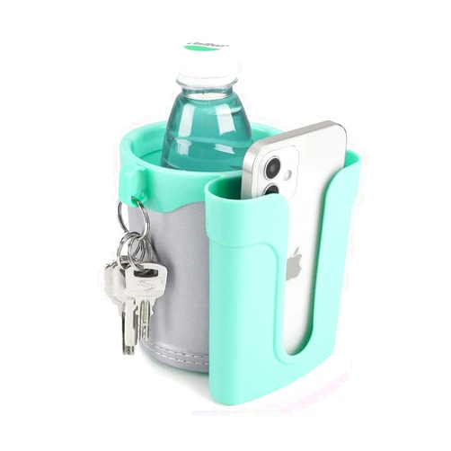 Accmor 3-in-1 Bike Cup Holder with Cell Phone Keys Holder, Bike Water Bottle Holders, Universal Bar Drink Cup Can Holder for Bicycles, Motorcycles, Scooters, Grey Green
