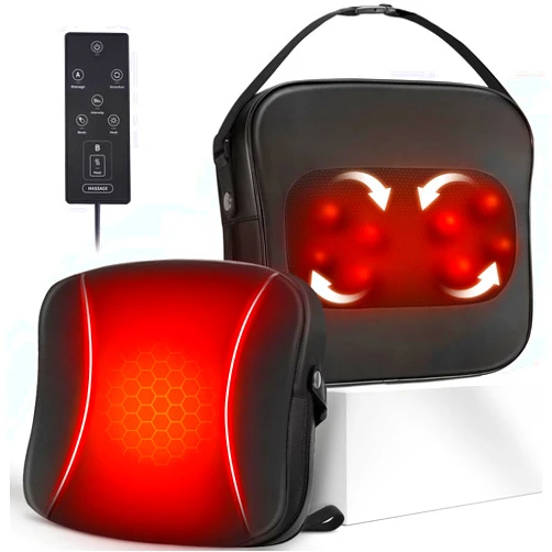 OMASSA Back Massager with Heat, Shiatsu Massagers for Neck and Shoulder Pain, 3D Kneading Massage for Lower Back, Neck, Leg Pain Relief, Lumbar Support Pillow for Office Chair, Gifts for Men Women Mom Dad